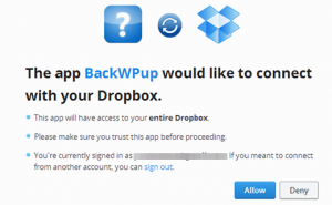 پشتیبان گیری در Dropbox در وردپرس